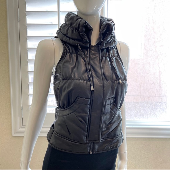 Jackets & Blazers - SOLD❤️ Ph8 Size S Black Puffer Leather Vest